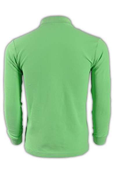 SKLPS009 pure colour plain color light green 060 long sleeved en' s Polo shirt 1AD01 tailor made ordering men' s pure colour polo shirts DIY design supplier polo-shirts POLO shirt price front view